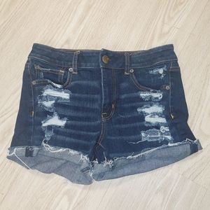 American Eagle 360 Super Stretch Hi-Rise Shorts, Ripped Style, Size 6, High Rise